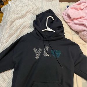 YL rhinestone hoodie size small